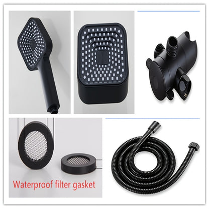 Handheld Shower Head Kit 4 Inch High Flow with Long Hose 3-Way Diverter Dual Purpose Shower Spray Assembly Wall Mount Bathroom Shower Fixtures Silver Black