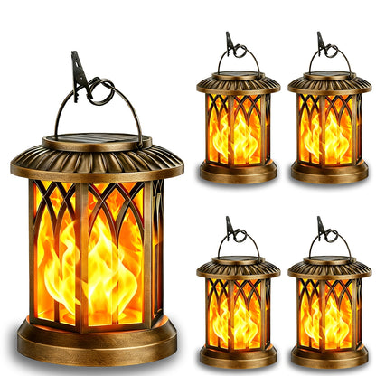 Solar Lantern Outdoor Hanging Lights Flickering Flame IPX5 Waterproof Auto On/Off 12Hrs Garden Yard Patio Decor Classic Black Antiqued Bronze 2 or 4 Pack