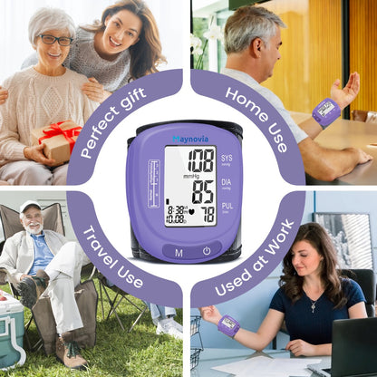 Blood Pressure Monitor Wrist Cuff with Oximeter Fingertip – Digital BP Machine Home Use, 120 Memory, Portable Case & Battery Included, Fully Automatic Hypertension Tracker