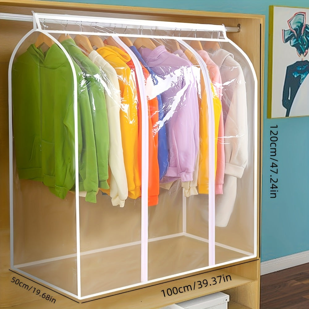 Garment Bag Transparent Hanging Clothes Dust Cover with Zipper, Thickened Waterproof & Washable Storage Bag for Coats, Dresses & Suits — Clear Closet Organizer, Multiple Sizes