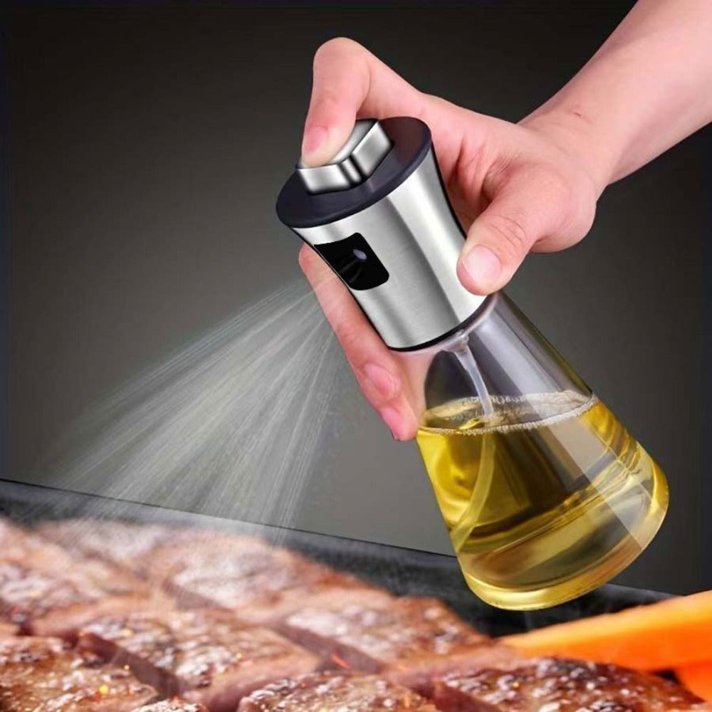 Oil Sprayer for Cooking Stainless Steel – Pressurized Glass Olive Oil Spray Bottle for Kitchen BBQ Grilling Baking Air Fryer