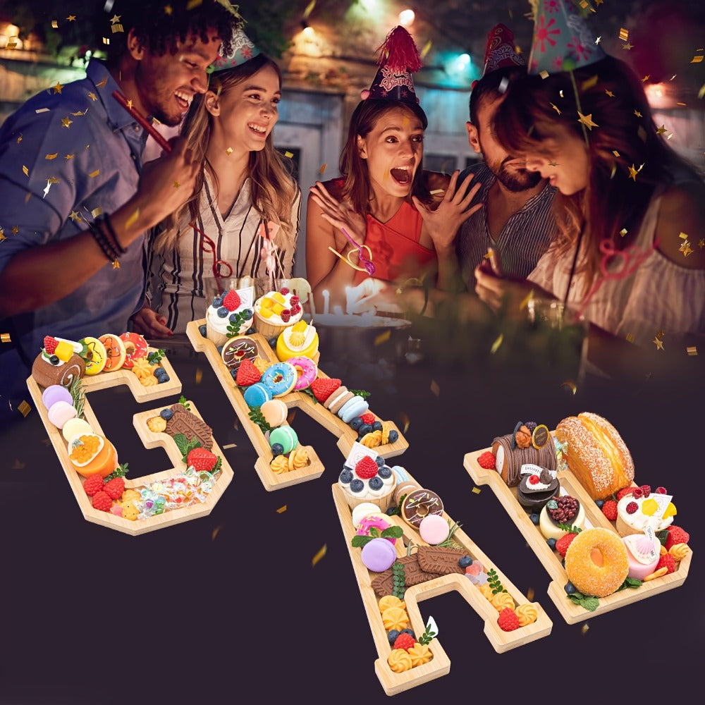 Graduation Charcuterie Board Decorations 4pcs Wooden Number Box with 14 Balloons – 2026 GRAD Fillable Party Supplies