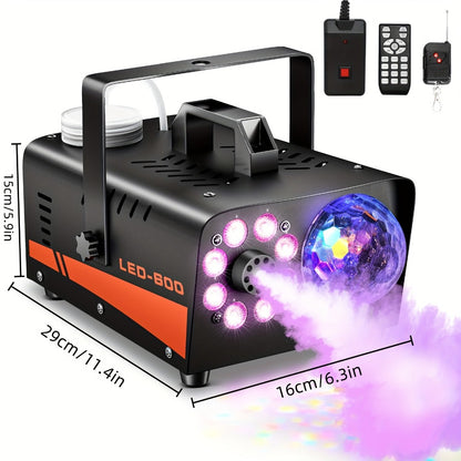Fog Machine 600W with Disco Ball LED Lights | 3000 CFM Smoke Machine with 13 Colorful LED Effects & Wireless Remote | Party Fog Machine for Halloween, Wedding, DJ Stage, Indoor Events & Nightclub