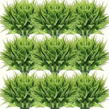 Artificial Boston Fern Plants 10 Pack – Fake Faux Ferns for Indoor Outdoor Home Garden Office Porch Decor
