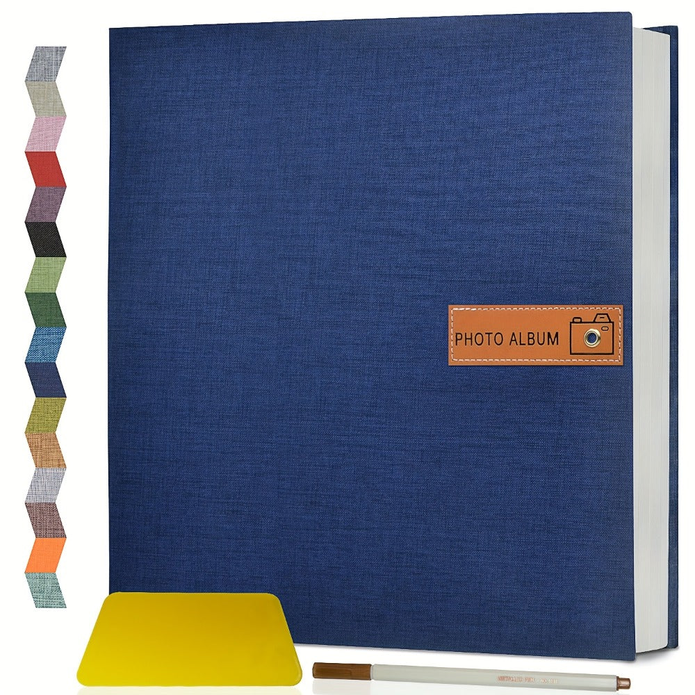 Self Adhesive Photo Album Scrapbook – Large Linen Cover Memory Book for 4x6 5x7 8x10 Photos, DIY Picture Book with Metal Pen, Gift for Mom, Baby, Wedding, Valentine's Day & Mother's Day, 40 & 60 Pages