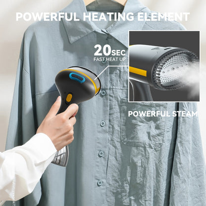 Handheld Garment Steamer 1100W 20s Fast Heating 300ml Water Tank Wrinkle Remover Steam Iron for Clothes Travel Business Home Clothing Care with Cleaning Brush Black White Carbon Fiber