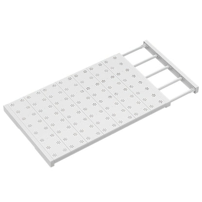 Adjustable Tension Shelf Rod Metal Storage Rack Expandable 18.9-31.5 Inch Closet Organizer Cabinet Wardrobe Kitchen Bathroom Shelf Divider