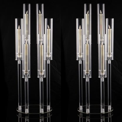 Acrylic Candelabra 6-Arm Candlestick Holder 26.8 Inch Clear Crystal Candle Holders Bulk for Wedding Table Centerpieces, Party Home Decoration, Valentine's Day Anniversary Christmas