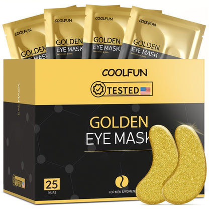 24K Gold Eye Patches 25 Pairs Collagen Under Eye Mask with Glycerin Hydrating Eye Pads for Dark Circles Puffiness Anti-Aging Eye Treatment for Men and Women All Skin Types Wedding Party Skincare