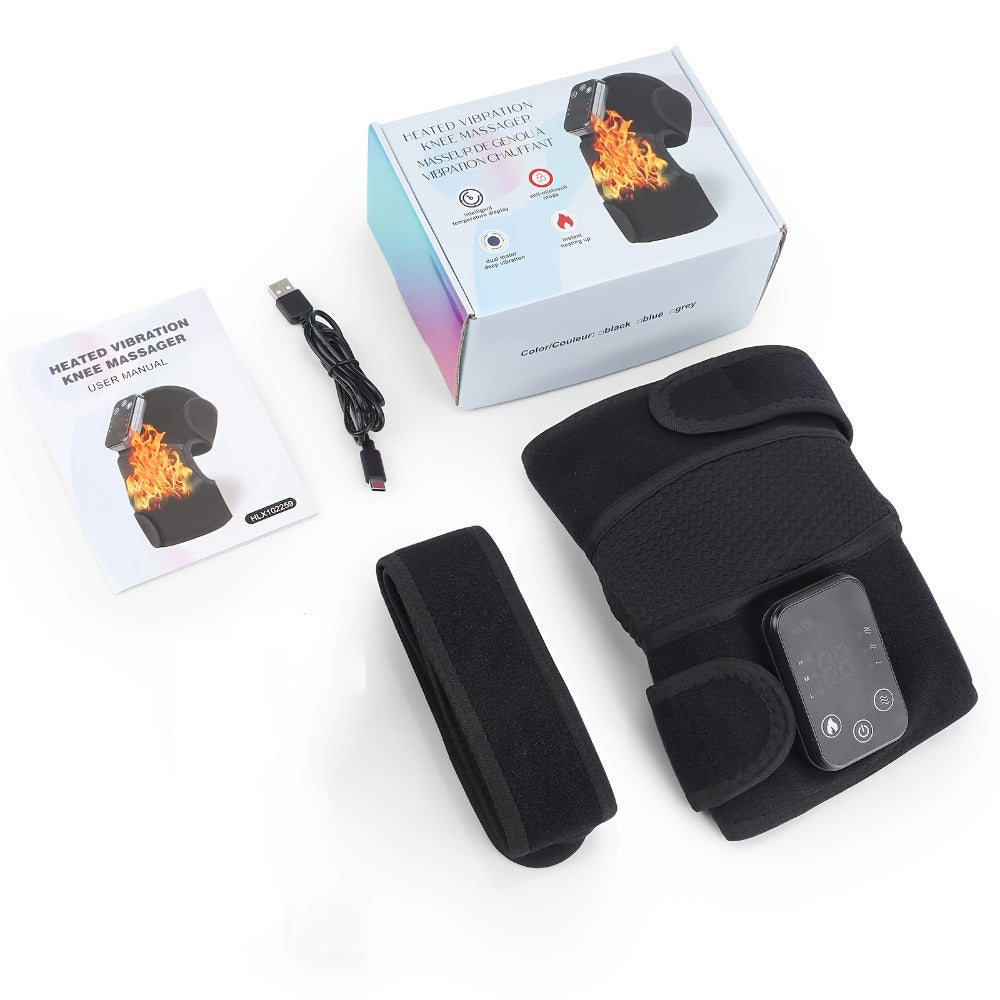 Heated Knee Massager with Heat and Vibration Massage – Wireless Portable Electric Knee Brace Wrap for Pain Relief, Arthritis, Joint Stiffness – 3-in-1 Shoulder Elbow Knee Heating Pad, Gift for Elderly