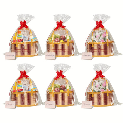Bamboo Storage Baskets 6-Pack | Gift Wrap Organizer, Easter Egg Basket, Picnic Camping Basket, Craft Sewing Storage, Wedding Favor Box, Flower Girl Basket, Christmas Thanksgiving Holiday Basket Set