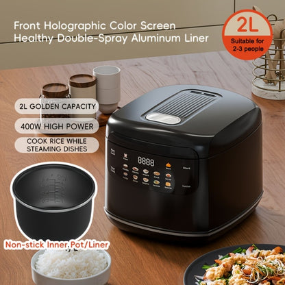 Rice Cooker 2L 4 Cups 10-in-1 Mini Multifunctional Compact Electric Rice Cooker for Rice Soup Stew Oatmeal Cake Steamed Vegetables Perfect for Small Kitchen Dorm Apartment