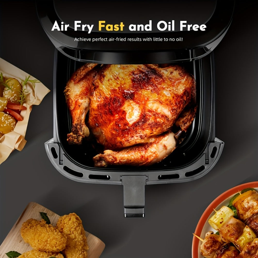 Air Fryer 8-in-1 with LED Touchscreen, 6QT Large Capacity Electric Hot Air Oven, 1350W 360° Hot Air Circulation, Non-Stick Fry Basket, Heat-Insulated Handles, 8 Cooking Presets for Home Kitchen