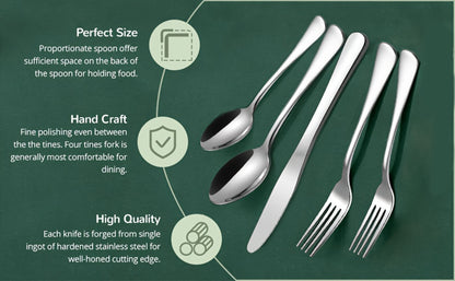 84-Piece Golden Cutlery Set Service for 12 | Knife Fork Spoon Set for Family Gatherings Camping BBQ Kitchen Utensils
