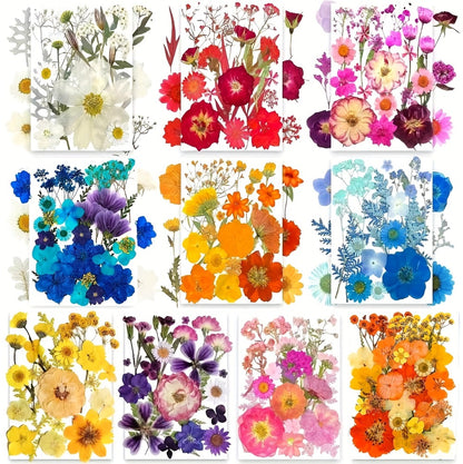 Dried Pressed Flowers Kit 500pcs – Natural Real Flower Petals & Leaves for Resin Art, Nail Art, Jewelry Making, Scrapbooking, Phone Case Decor, Candle Making & DIY Floral Crafts