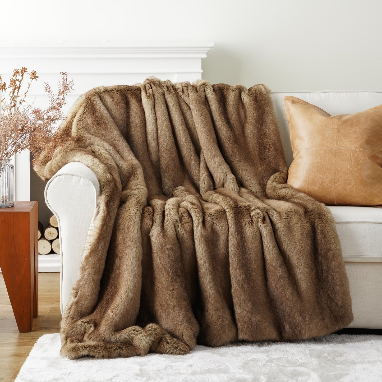 Long Hair Fluffy Reversible Plush Velvet Throw Blanket – 300-350gsm Soft Elegant Throw for Couch & Bed, 6 Colors, 2 Sizes