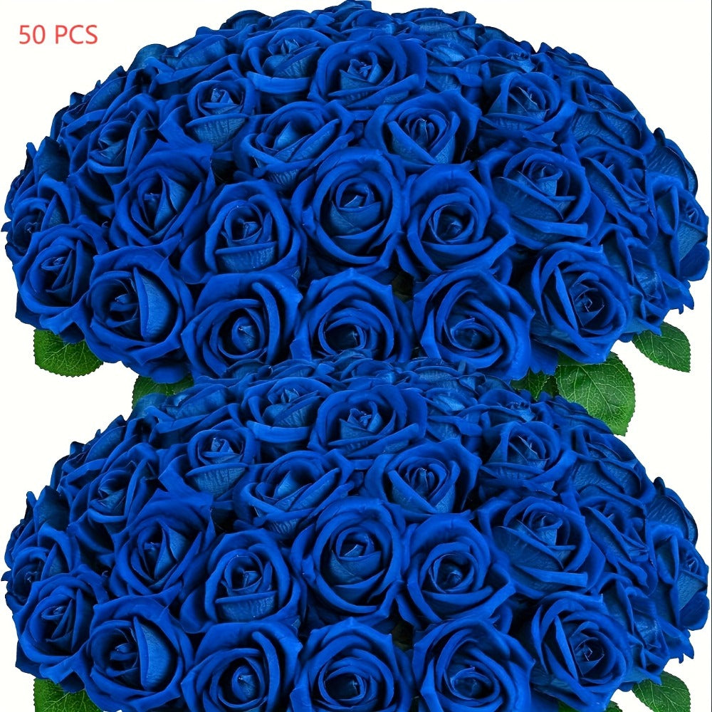 Artificial Roses Bulk with Long Stems – Real Touch Velvet Fake Flowers for Wedding Bouquet, Bridal Centerpiece, Valentine's Day, Mother's Day, Home Decor (50/100pcs, Multi Colors)