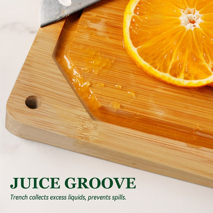 Cutting Board with Juice Groove – Non-Slip Chopping Board & Cheese Platter for Meat, Cheese, Bread, Vegetables & Fruits, XL & Bamboo Options, Kitchen Gadget Gift for Home, Dorm & Holiday Gatherings
