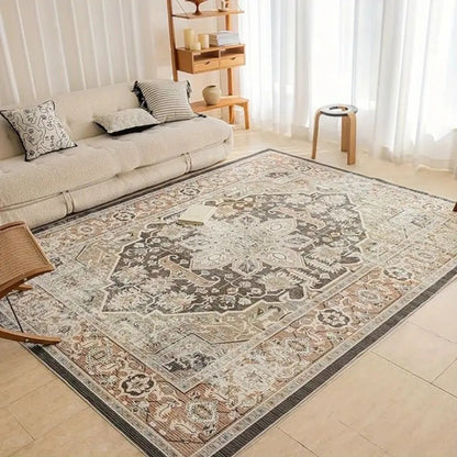 Area Rug Boho Vintage Washable Non-Slip Rug for Living Room Bedroom Traditional Woven Carpet Home Decor