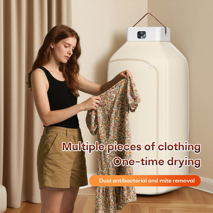 Portable Electric Clothes Dryer 600W Dual Mode Warm Hot Air Timer 1H 2H 8H Compact Mini Dryer Machine with Dryer Bag for Apartments Dorms RVs Travel Small Spaces