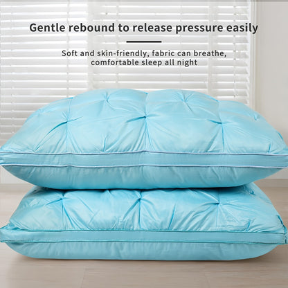 Neck Pillow 2 Pack - Ergonomic Cervical Support Pillow with Removable Washable Cover, Adjustable Loft, Zipper Closure, Quilted Woven Fabric, Comfortable Sleeping Pillow for Side Back Stomach Sleepers