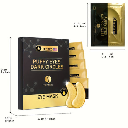 Under Eye Patches 24 Pairs Gold Collagen Eye Masks – Reduces Dark Circles, Puffiness & Fine Lines, Hydrating Under Eye Mask for Rejuvenated, Youthful Skin