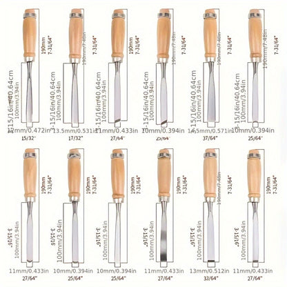 Wood Carving Chisel Set 12 & 24-Piece – Professional Beech Wood Handle Woodworking Chisels, Detail Carving Hand Tools for Beginners & Experts, Ideal Woodworker Gift