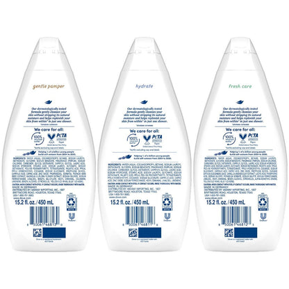 Dove Body Wash 3ct Variety Mix Pack 450ml 15.2 fl oz Each Moisturizing Nourishing Shower Gel Set for Soft Smooth Skin Men Women Daily Use