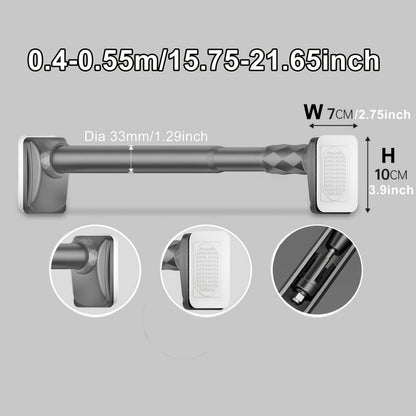 Telescopic Curtain Rod No Drill 15.75"-196.85" Adjustable Shower Curtain Rod 33mm for Large Windows