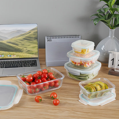 Glass Food Storage Containers 16-Piece Set 8 Glass Bowls with 8 Sealed Lids BPA Free Dishwasher Microwave Refrigerator Safe Meal Prep Containers Bento Boxes in Blue Grey Green Assorted