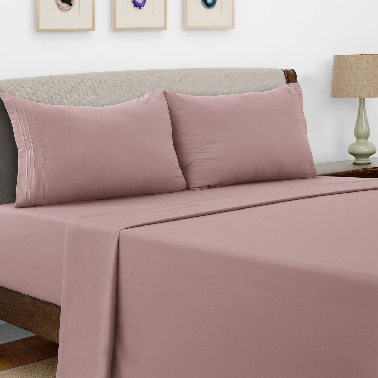 Microfiber Bed Sheet Set 4 Piece - Soft Breathable Deep Pocket 16 inch Fitted Sheet, Flat Sheet & Pillowcases, Wrinkle Fade Resistant Bedding for All Seasons Twin Twin XL Full Queen King Cal King, 24 Colors