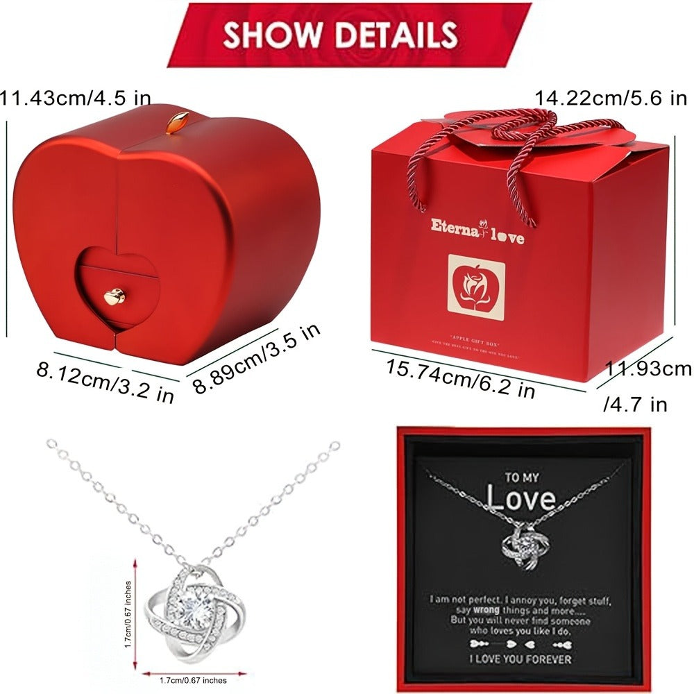 Preserved Real Rose Gift Box with I Love You in 100 Languages Necklace – Romantic Gifts for Girlfriend Wife Mom – Valentine's Day Birthday Mother's Day Christmas Gift Idea for Women