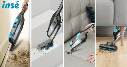Corded Stick Vacuum Cleaner 20KPa 600W Motor 2-in-1 Bagless Upright Handheld Vacuum 0.8L Dustbin for Hard Floor Pet Hair Carpet Car Stairs Low Noise 65dB
