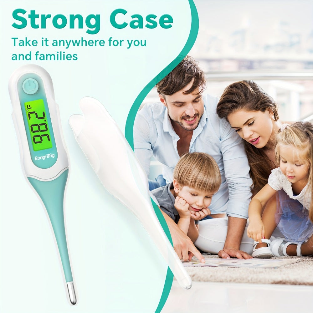 Digital Oral Thermometer for Adults & Kids – 8-Second Fast Read, Bendable Tip, 3-Color Fever Backlight, 32 Memory Records, Rectal Use for Infants, Celsius/Fahrenheit Conversion