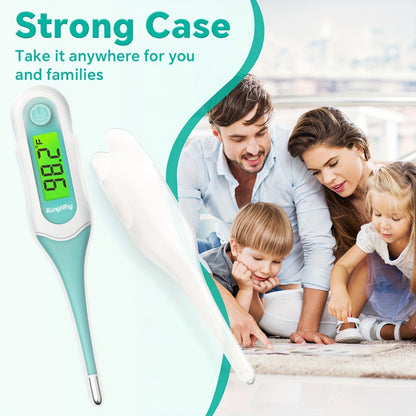 Digital Oral Thermometer for Adults & Kids – 8-Second Fast Read, Bendable Tip, 3-Color Fever Backlight, 32 Memory Records, Rectal Use for Infants, Celsius/Fahrenheit Conversion