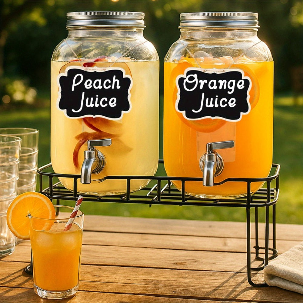 Glass Drink Dispenser with Fruit Infuser, Ice Cylinder & Stainless Steel Spigot – 1 Gallon Beverage Dispenser with Stand for Parties, Weddings, BBQ & Lemonade