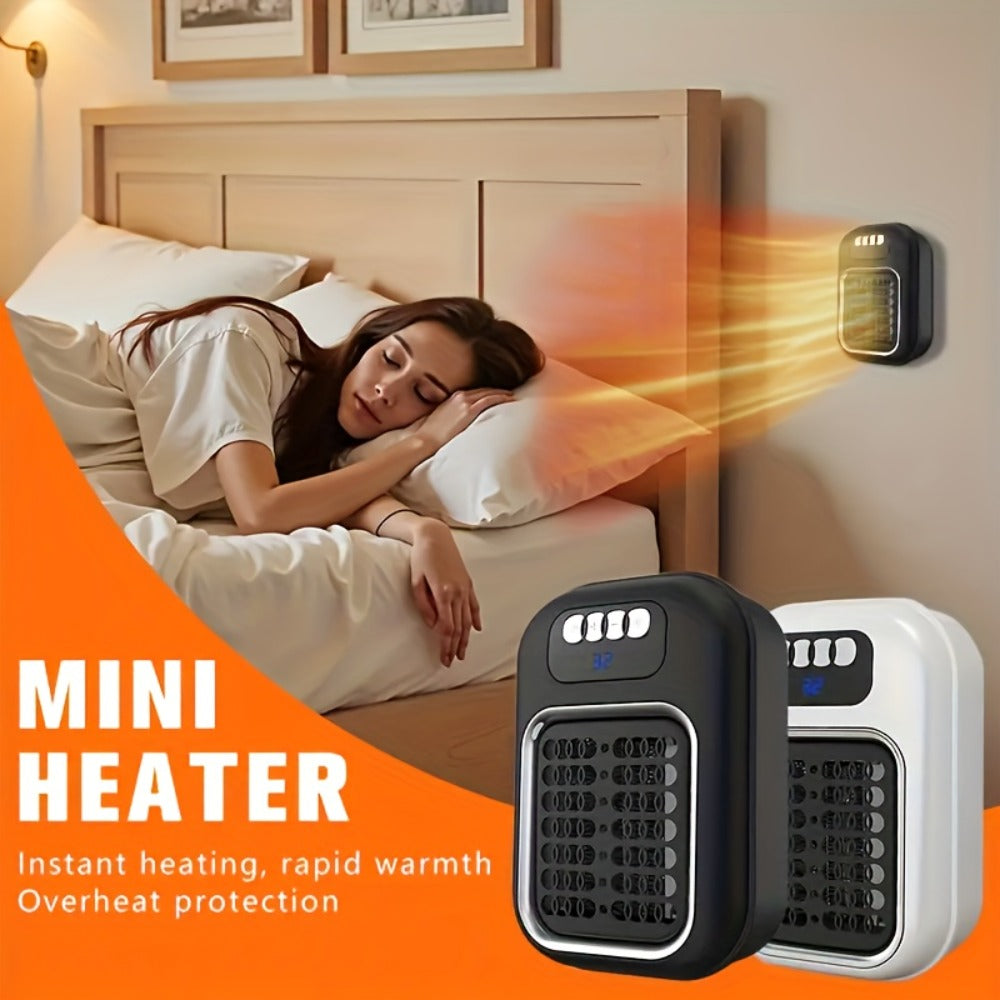 Wall Mounted Mini Electric Space Heater – Fast Heating, 3 Modes, Adjustable Temperature, Overheat & Tilt Protection, Display Screen, Portable Plug-In Heater for Home, Office, Bathroom & Pet Area