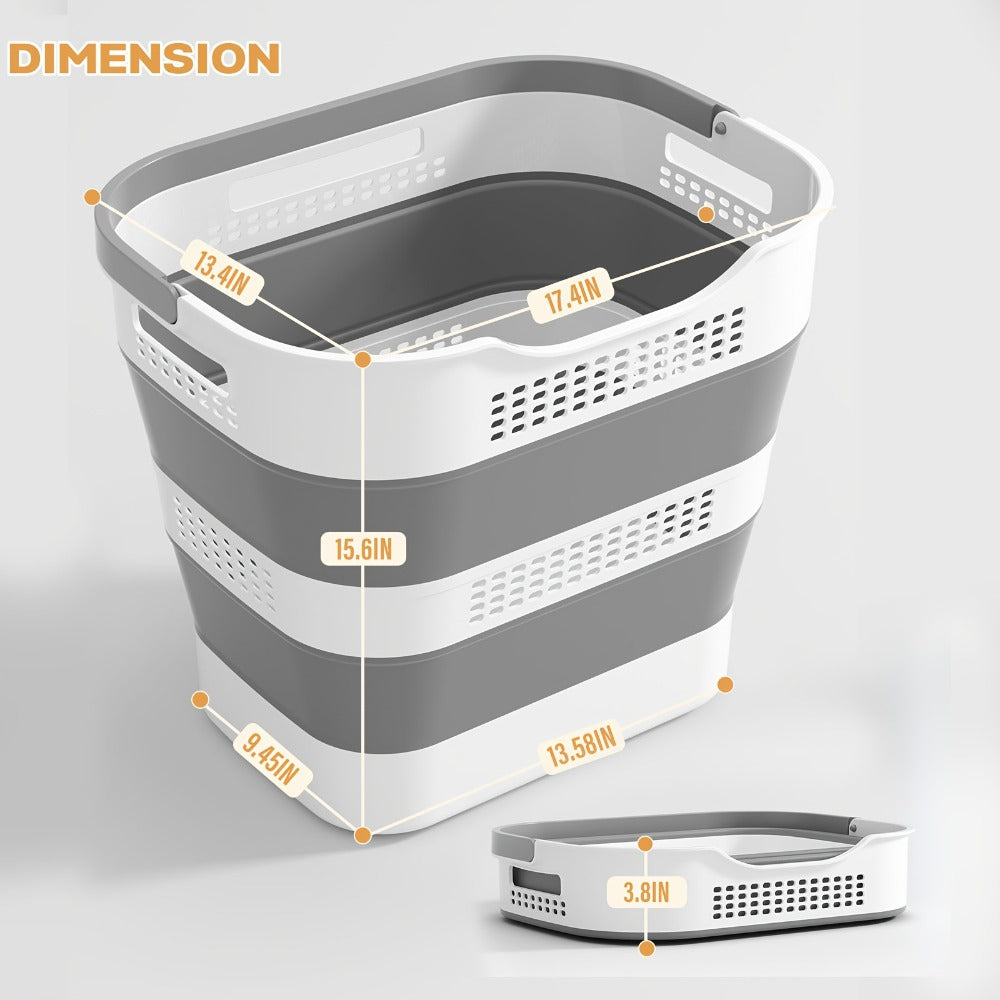 Collapsible Laundry Basket 43L Foldable Pop-Up Hamper with Handles – 11.5 Gallon Plastic Laundry Basket Space-Saving Portable Storage Container Organizer for Bedroom, Bathroom & Dorm, 1pc or 2 Pack
