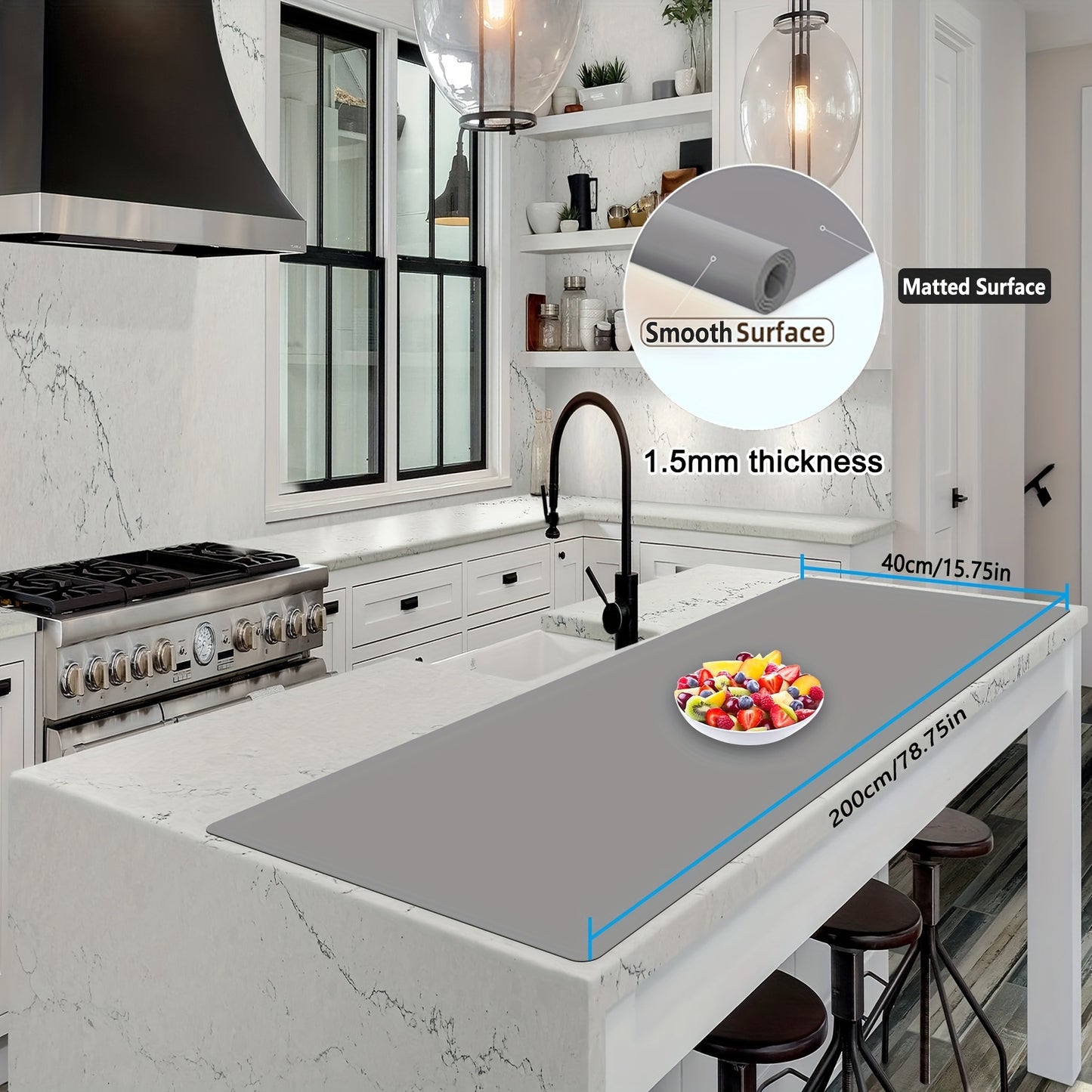 Extra Large Silicone Mat for Kitchen Counter – Nonslip Heat Resistant Countertop Protector, Nonstick Waterproof Craft Mat & Placemat, Multiple Sizes & Colors