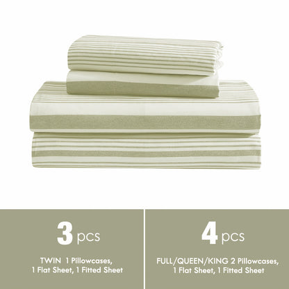Bed Sheet Set Deep Pocket Soft Microfiber - Fitted Sheet Flat Sheet & Pillowcases Twin Full Queen King - Cooling Breathable Fade Resistant Sheets for Daily Use Dorms Guest Rooms
