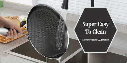 Stainless Steel Crepe Pan 11 Inch Dual Honeycomb Non-Stick PFOA-Free with Lid – Triply Steel Pancake Griddle for Tortillas | Induction Gas Electric Ceramic Compatible Home Camping BBQ Cookware