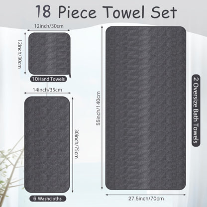 Microfiber Bath Towel Set 18/20pcs - Coral Fleece Absorbent Quick Dry Soft Large Bath Towels for Home Bathroom Spa Gift with Washcloths Bath Ball
