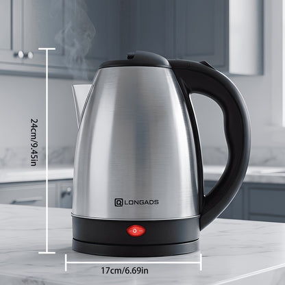 Electric Kettle Stainless Steel 2L Large Capacity - 1000W Fast Boiling Water Kettle with Seamless Interior Safe Odor-Free Design for Family Kitchen Gatherings 67.63oz Black