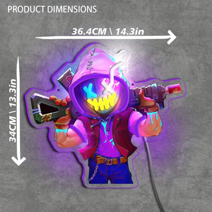 Neon Marksman LED Wall Art - UV Printed USB Powered Sniper Shooter Neon Sign for Game Room, Bar, Man Cave & Bedroom Wall Decor (Colorful / Yellow Sharpshooter)