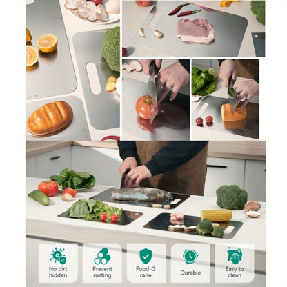 Stainless Steel Cutting Board Set 3 Pack - Non-Stick Dual-Sided Metal Chopping Boards for Kitchen, BPA-Free, Rust-Resistant, Easy Clean, Portable for Meat Vegetables Fruit
