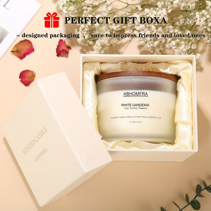 Scented Candles 3-Wick Large Soy Wax Candle 12.4oz - 70 Hour Burn Time, Natural Soy Blend & Beeswax, Luxury Gift Box, 6 Scents: Vanilla Coconut, Lemon Lavender, Jasmine, Citrus Sage, Pink Sands, Gardenia