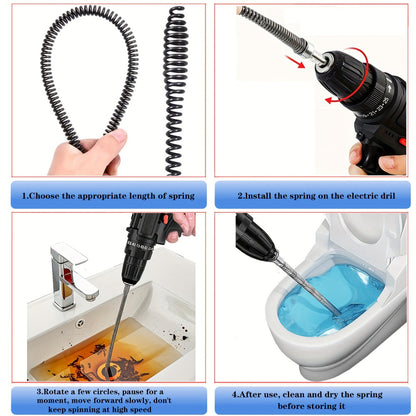 Drain Snake Pipe Unclogger 59 Inch Flexible Hair Clog Remover Tool for Sink, Toilet & Bathroom Drain – Reusable Plumbing Snake Drain Cleaner, Easy to Use