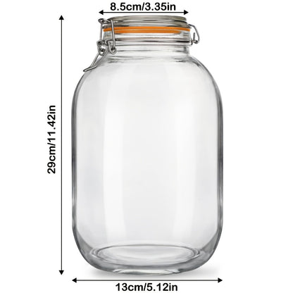 1 Gallon Glass Mason Jars with Hinged Airtight Lids 4 Pack - Wide Mouth Rectangular Freezer Safe Containers with Silicone Gaskets for Fermenting Canning Preserving Pantry and Kitchen Storage