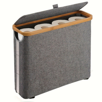 Bamboo Toilet Paper Holder Freestanding Bathroom Storage Organizer Holds 12 Rolls Tissue Roll Dispenser Modern Slim Design for Bathroom Bedroom Laundry Room Tissue Accessories Storage