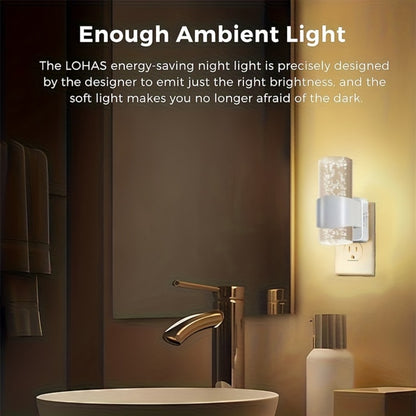 LED Night Light Plug In Wall 2 Pack – 3000K Warm White Dimmable Night Lights with Auto Light Sensor for Hallway Bedroom Bathroom Stairway – Modern Wall Plug Night Light